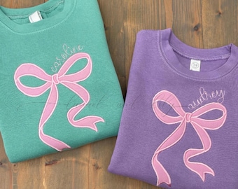Satin Bow Applique, Machine Embroidery Design: Long Tail Bow (Digital Download)