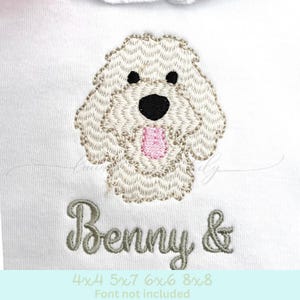 Goldendoodle Stickdatei, Labradoodle-Stickerei, Maschinenstickerei, Goldendoodle Sketch-Design, Hündchen