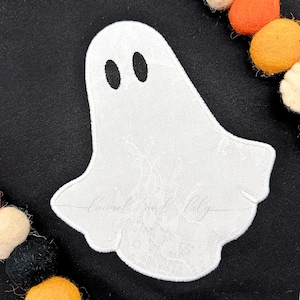 Geisterapplikation, Stickmuster für die Stickmaschine, Geist im Satinstich, Halloween-Stickerei (Digitaler Download)