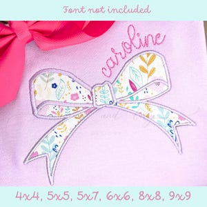 Caroline Bow Applique: Machine Embroidery Design (Digital Download, 4x4-9x9 Hoops)