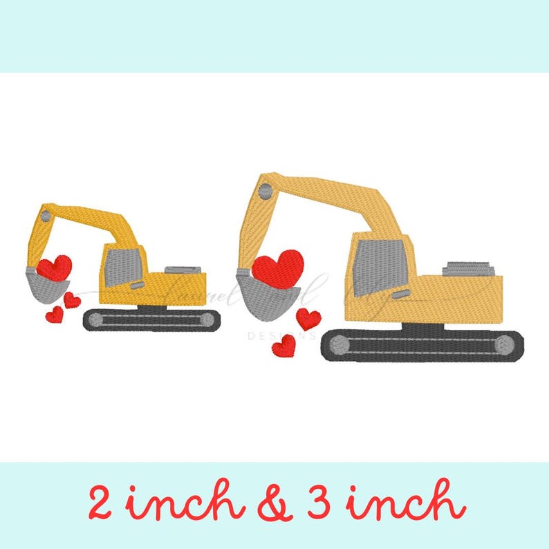 Trackhoe Designs Mini Valentine Excavator, Digger With Hearts Fill Stitch, Machine ...