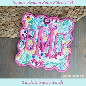 Scallop Square Satin Stitch In the Hoop Machine Embroidery Design: Night Light Cover Embroidery File (Digital Download)