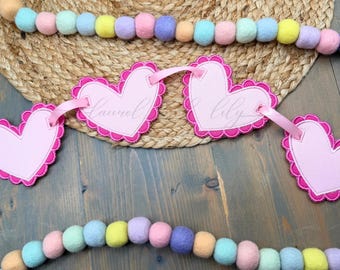 Scalloped Heart Banner, In the Hoop Embroidery, Machine Embroidery Design, ITH Design, Valentines Day Banner (Digital Download)