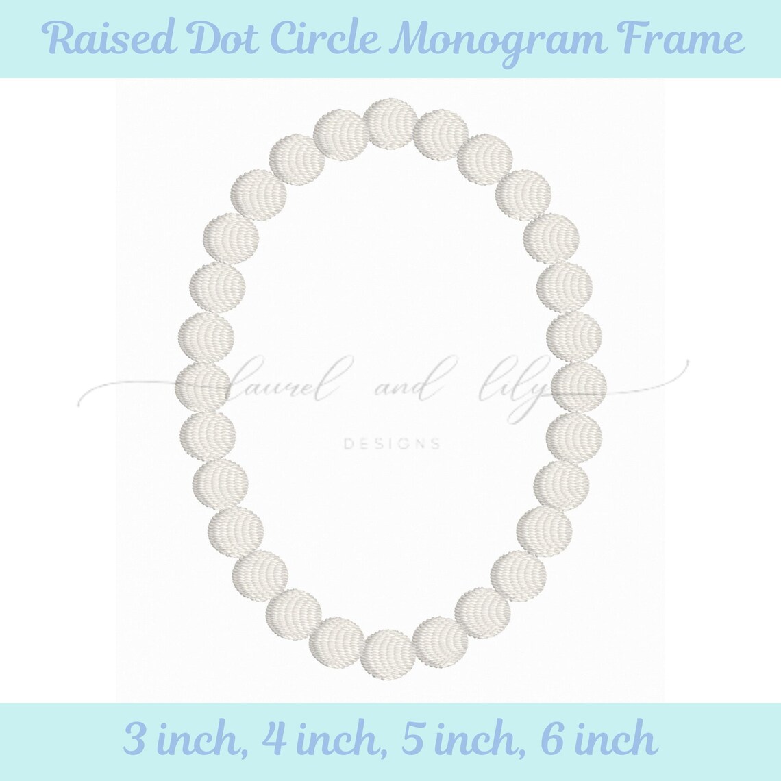 Raised Dot Circle Monogram Frame, Machine Embroidery Design, Initial ...