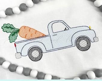 Easter Truck Embroidery Design, Machine Embroidery, Vintage Truck, Truck with Carrot, Boy Easter, Old Timey Truck, Truck Sketch Fill Stitch