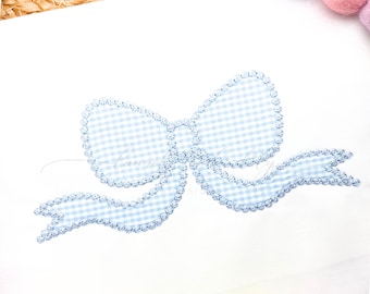 Bethany Bow French Knot Applique, Machine Embroidery Design: Long Tail Bow (Digital Download)