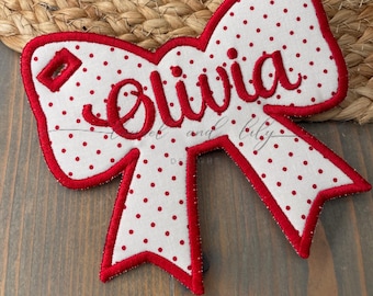 Bow Bag Tag, In the Hoop Embroidery, Machine Embroidery Design, ITH Design (Digital Download)