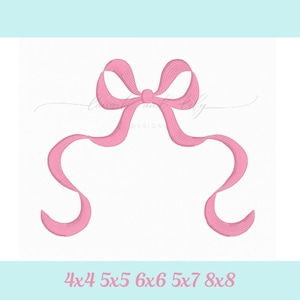 Coquette Bow Embroidery Design: Long Tail Bow Monogram Frame, Machine Embroidery (Digital Download) image 2