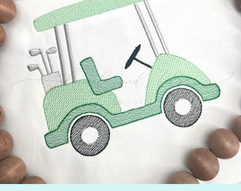 Golf Cart Embroidery, Machine Embroidery Design, Golf Cart Sketch Fill Stitch, Golf Embroidery, Golf Clubs, Quick Stitch, Laurel and Lily
