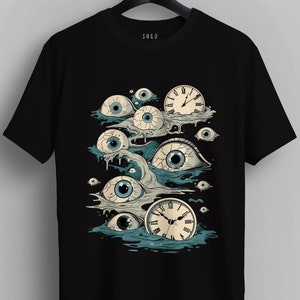 Weirdcore Eyeball T-Shirt – Gothic Grunge Clothes, Vintage Clock Tee, Dreamcore Gift for Goths