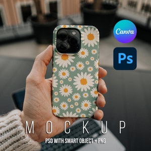 Mockup telefoonhoesje, iPhone-covermodel, telefoonmodel, Canva PNG-hoesje mockup, Smart Object PSD, iPhone 15 14 13 12 Pro, handmodel