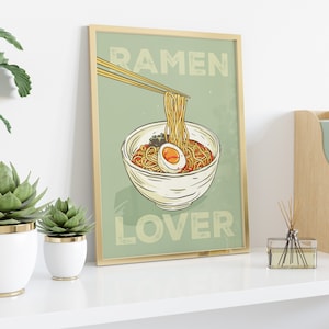 Ramen Lover Wall Art Japanese Ramen Poster Noodles Wall Art Kitchen Wall Art Japanese Food Art Digital Download Art
