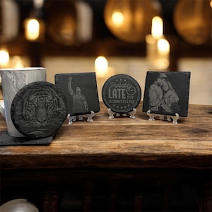 Posavasos de pizarra grabado personalizado - Foto personalizada, soporte gratis