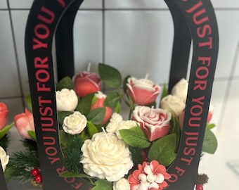 soy wax candle and wax melts bouquet in a bag