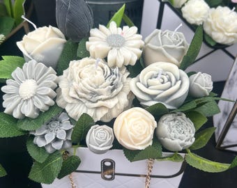soy wax candle and wax melts bouquet in a bag