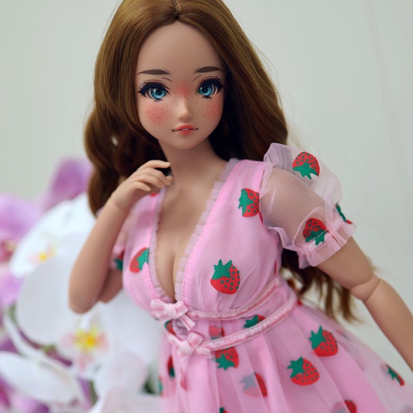 PREORDER. Dress "Strawberry" fit Pear body for bjd 1/3 scale doll like Smart doll Pear body