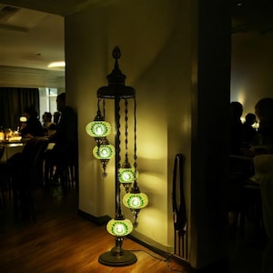 Luminária de chão com 5 globos, abajur de cabeceira em mosaico turco, estilo bola média, marroquina, tradicional otomana, para casa, restaurante, bar, café