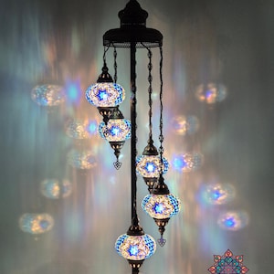 5 lâmpadas de chão globo, lâmpada de cabeceira de mosaico turco de bola média, marroquina, casa tradicional otomana, restaurante, bar, luzes de canto de café