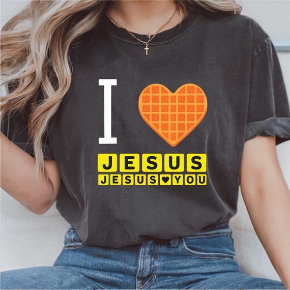 I Love Jesus Waffle Heart Png, Funny Christian Breakfast, Christian Life Sublimation, Christian Homestead, Digital File, Design For Shirt