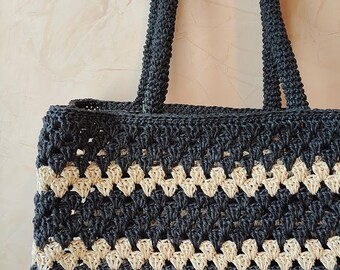 Sac à main brodé en paille/raphia - handmade