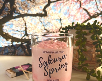 Cherry Blossom Scented Candle 9.5 oz | Sakura scented candle | non toxic candle | vegan candle | candle with flower | birthday gift | gift