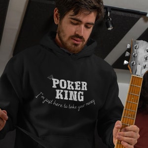 Sudadera con capucha de póquer, sudadera con capucha de juego de cartas, ropa de juego, camiseta con temática de casino, suéter polar acogedor, regalo para jugadores de cartas