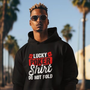 Sudadera con capucha de póquer, sudadera con capucha de juego de cartas, ropa de juego, camiseta con temática de casino, suéter polar acogedor, regalo para jugadores de cartas