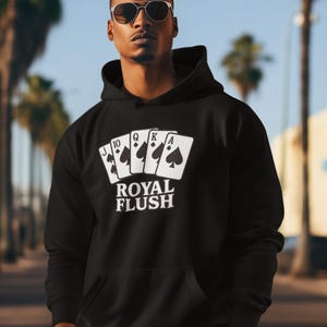 Sudadera unisex con capucha de póker y cartas de casino: ropa para jugar a las cartas, regalo para los amantes de las apuestas, ropa para jugar, jersey cómodo.