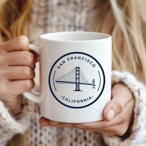 San Francisco Mug - Ceramic Coffee Cup, California Souvenir, Cool Gift for Him, Mug Cover, Unique Design