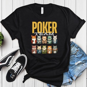 Unisex jersey shirt pokerteam, cadeau kaartspeler, casual pokeravondshirt, kleding Texas Hold'em, outfit gokgroep, casinocadeau