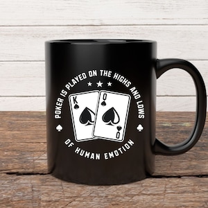 POKER Mug - Unique Poker Player Cup, Funny Gambler Gift, Cool Coffee Mug for Gamers, CASINO Card Design