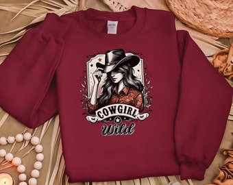 Cowgirl Sweatshirt, Ranch Rodeo Jumper, Country Theme Pullover, Southwest Apparel, Cowboy Rider Top