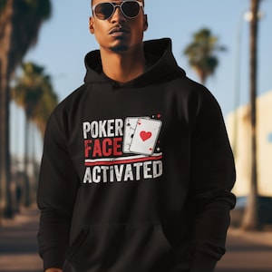 Felpa con cappuccio da poker, felpa unisex in stile casinò - regalo per giochi di carte, abbigliamento per il gioco d'azzardo, abbigliamento per serate di gioco, pullover di Las Vegas, regalo per giocatori di poker