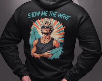Sweat à capuche de surf, sweat-shirt de plage, pull vagues océaniques, pull de surf tropical, cadeau pour les amoureux de la mer