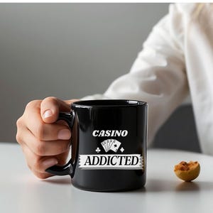 Poker Mug, Gambling Cup for Casino Addicts, Poker Gift, Fun Cards Design, Coffee Mug, casino gift