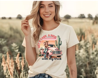 Camiseta Cowgirl | Camisa engraçada de faroeste para mulheres | Top de rodeio de gola redonda unissex | Camiseta fofa da moda Cowgirl | Vestuário estilo country