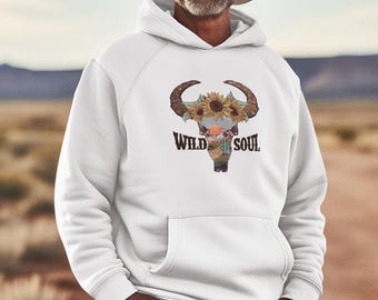 Retro Western Hoodie Wild Flower Wild Horses Graphic Sweatshirt Vintage Cowgirl Country Shirt