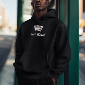 Sudadera unisex con capucha de juego de cartas de casino: ropa para una noche de póker, regalo para amantes del casino y para los aficionados a las apuestas.
