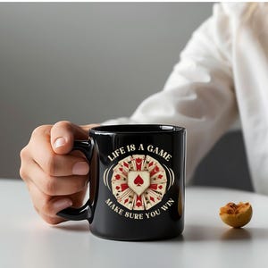 Caneca de pôquer, copo de jogo de azar Game Vibe, presente de jogador e caneca de cartas de noite de pôquer para jogadores, acessórios de festa divertidos
