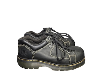Vtg Y2K Dr. Martens Industrial Black Leather Derby Chunky Platform Shoes Combat