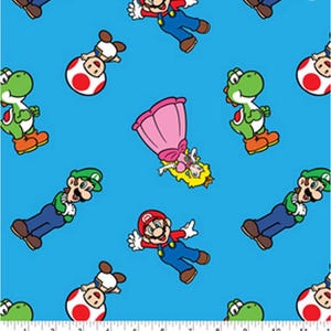 Mario Brothers Fabric By the Half Yard only  100% Cotton | Super Brothers Luigi | Mario and Luigi |Princess Peach | Mario Cart Fabric