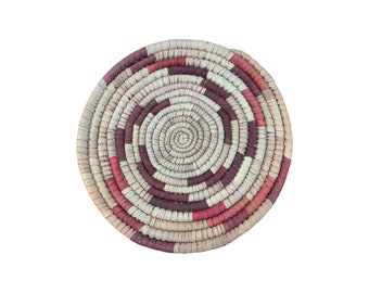 Traditional Pakistani Palm Leaf Handwoven Colorful Basket Tray - Boho Home Decorative Round Bread Basket - Vintage Handcrafted Wall Decore