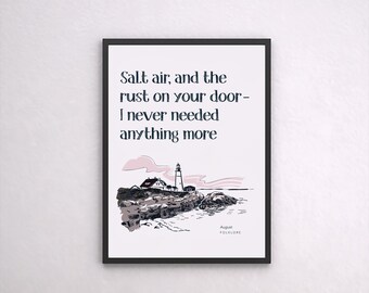 Salzluft und der Rost an deiner Tür Schöner Kunstdruck für das Sommer am Meer - klassische Wanddeko aus mattem Papier