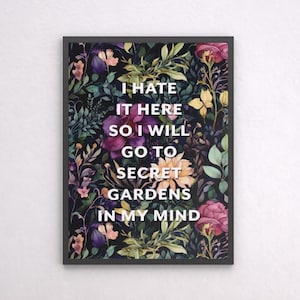 Lyrics poster - &#39;I Hate it Here&#39; typography art print premium matte paper wall art print