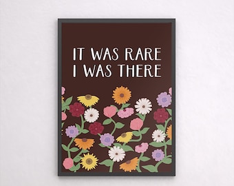 Affiche de la tournée It Was Rare I Was There Eras Tour – Impression des paroles d'art mural en papier mat premium