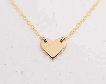 Collier ras du cou coeur, coeur fait main, cadeau de la Saint-Valentin, cadeau pour elle, collier coeur en or, petit collier coeur