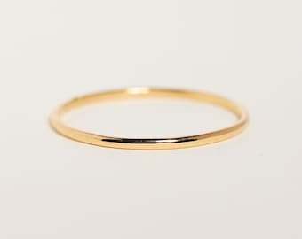 Dainty 1mm 14k Gold Fill Stacking Ring - Simple Smooth Band
