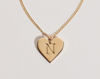 Grand collier personnalisé coeur initial, cadeaux pour maman, cadeau Saint-Valentin, collier personnalisé, collier maman, collier coeur initial