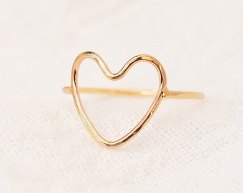 Handcrafted Open Heart Ring: 14k Gold Filled or Sterling Silver