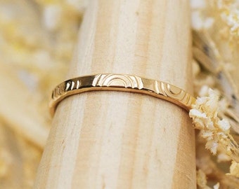 Handcrafted 14k Gold Rainbow Ring: Symbolic Stackable Band